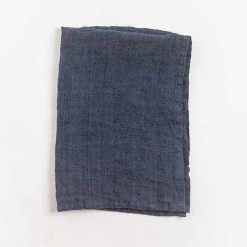 Shop Creative Women Stone Washed Linen Tea Towel In Navy