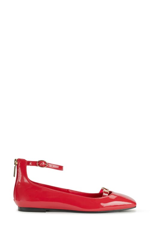 Karl Lagerfeld Paris Zyvia Ankle Strap Flat In Classic Red