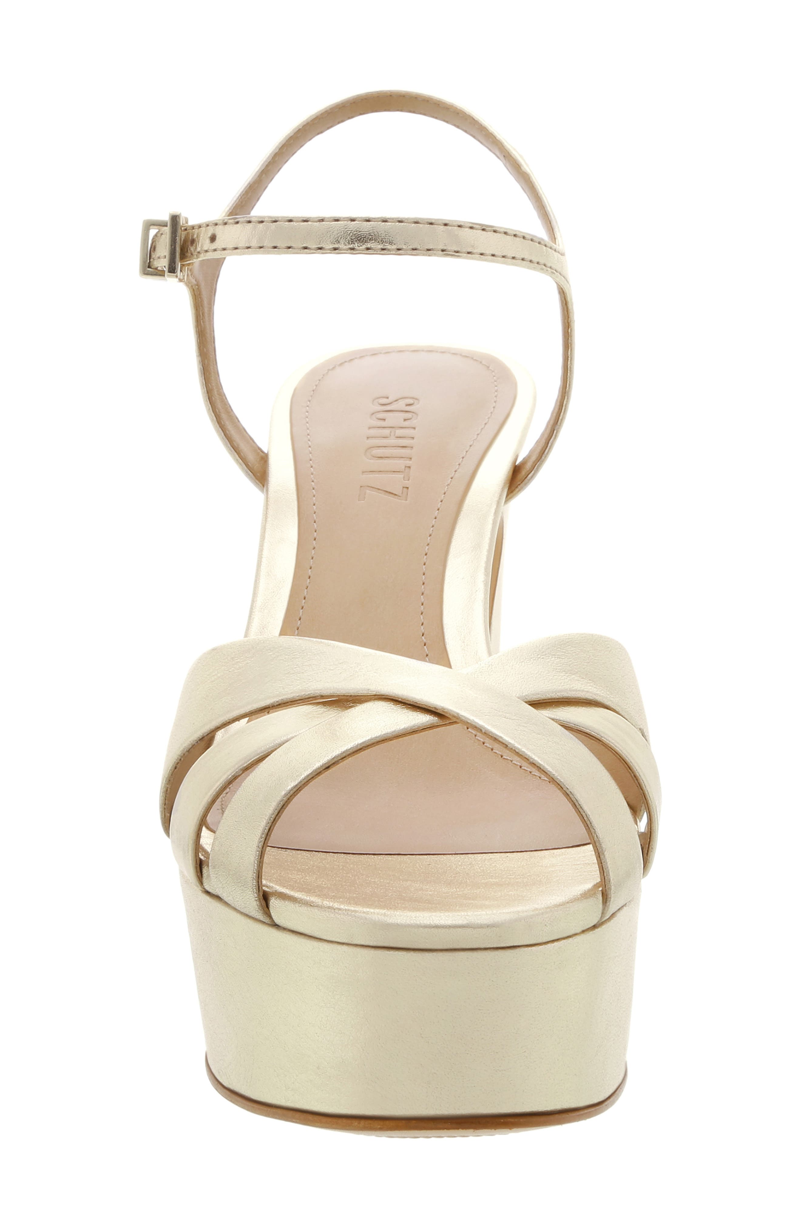 SCHUTZ Women's Keefa Platform Dress Sandal - Metallic Prata, Block Heel, Size 8 - View #5