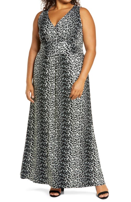 Loveappella Surplice Maxi Dress In Gray/black