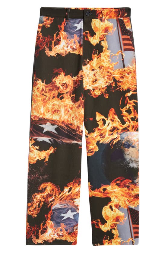 Shop Sky High Farm Workwear Gender Inclusive World Is Burning Cotton Chinos In Black Print
