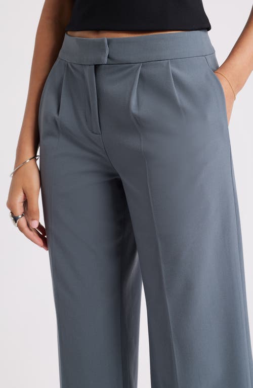 Shop Open Edit Pleated Wide Leg Pants In Blue Weather