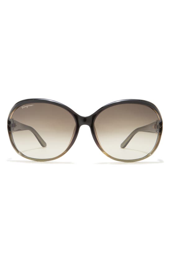 Ferragamo Salvatore  61mm Round Sunglasses In Olive