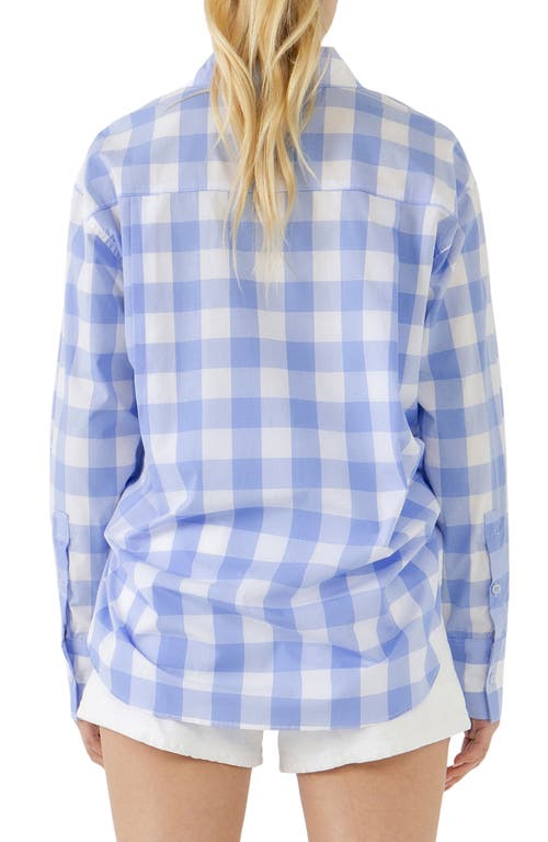 Shop English Factory Gingham Cotton Shirt In White/blue