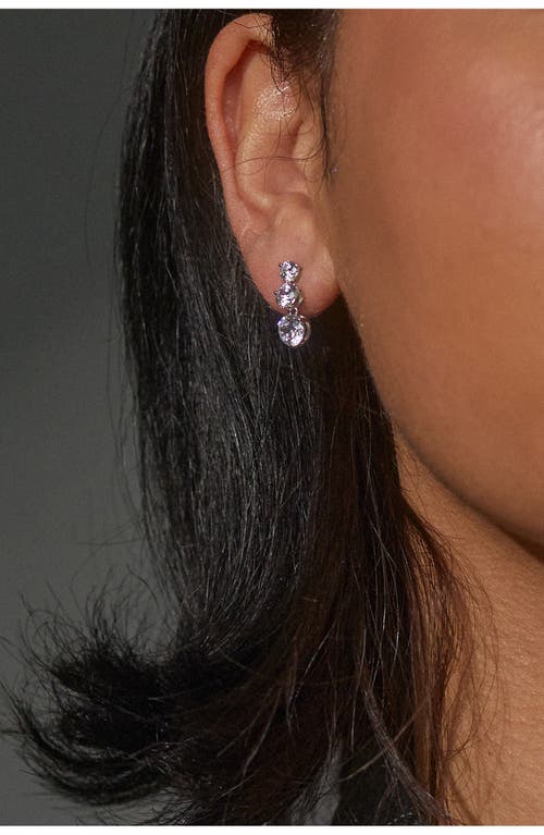 Shop Nadri Graduated Cubic Zirconia Linear Drop Earrings In Rhodium