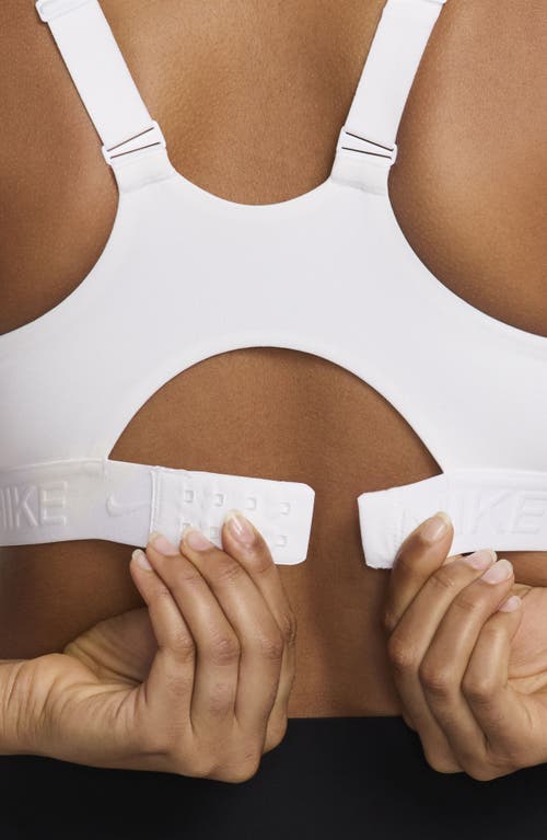 Shop Nike Indy Dri-fit High Support Sports Bra In White/stone Mauve/white