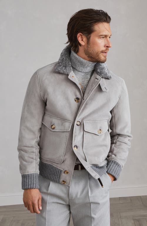 Shop Brunello Cucinelli Shearling Jacket In Grey