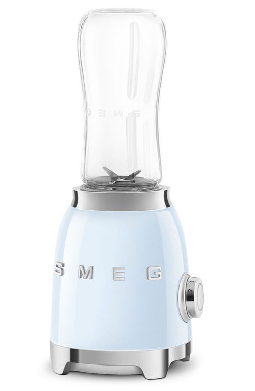 Shop Smeg Personal Blender & Bottle To Go Set In Pastel Blue