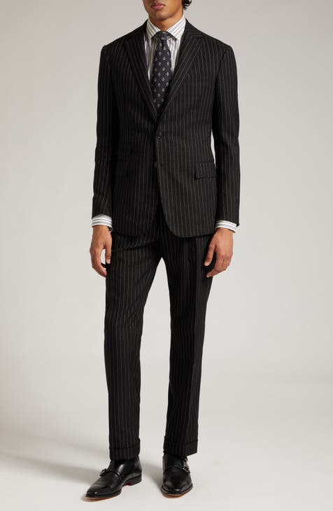 Pinstripe Suits for Men,2 Piece Pinstripe Suit,Pinstripe Blazer Men,Pants  for Men Work Casual,Black (34) XXS at  Men's Clothing store