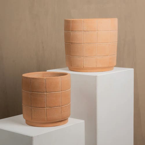 Meso Goods Grid Terracotta Planter In Natural