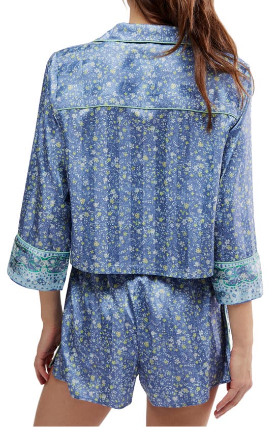 Shop Free People Pillow Talk Satin Short Crop Pajamas In Charcoal Combo