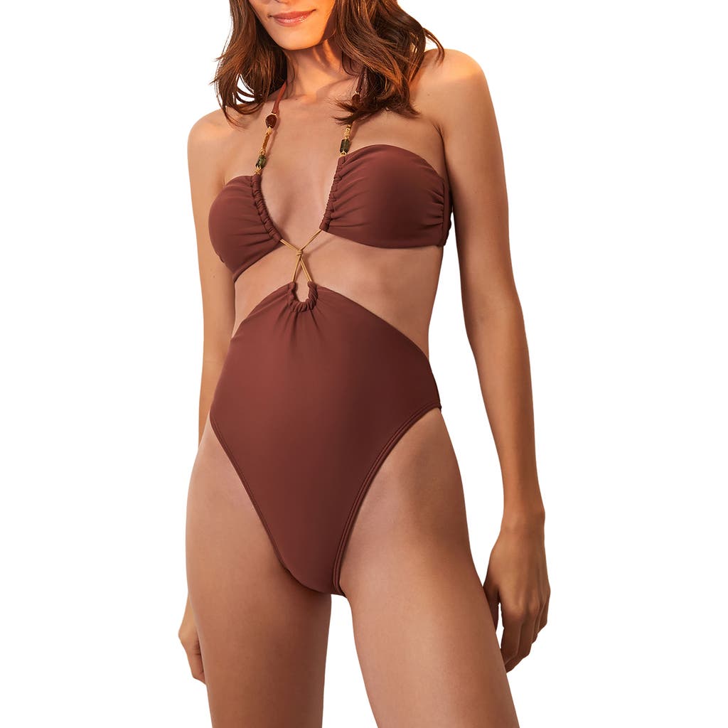 Vix Swimwear Kaia Strappy One-piece Swimsuit In Brown
