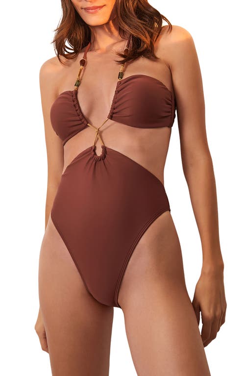 ViX Swimwear Kaia Strappy One-Piece Swimsuit Brown at Nordstrom,