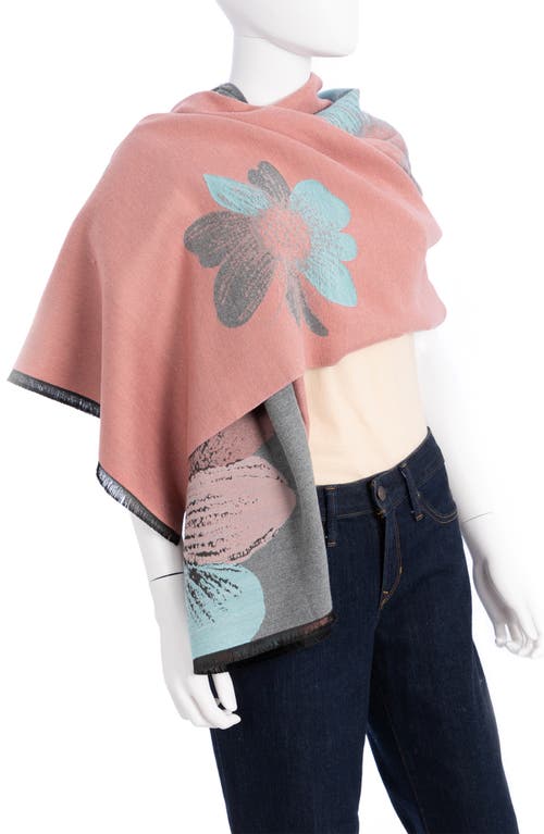 Saachi Floral Reversible Scarf In Grey/pink/blue