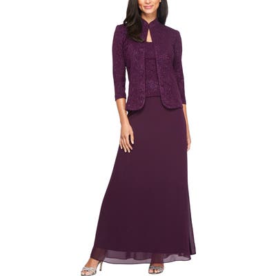 Alex Evenings Sequin Mock Two-Piece Gown With Jacket