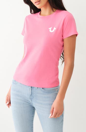 True Religion Brand Jeans Puff Print Cotton Graphic T-shirt In Pink