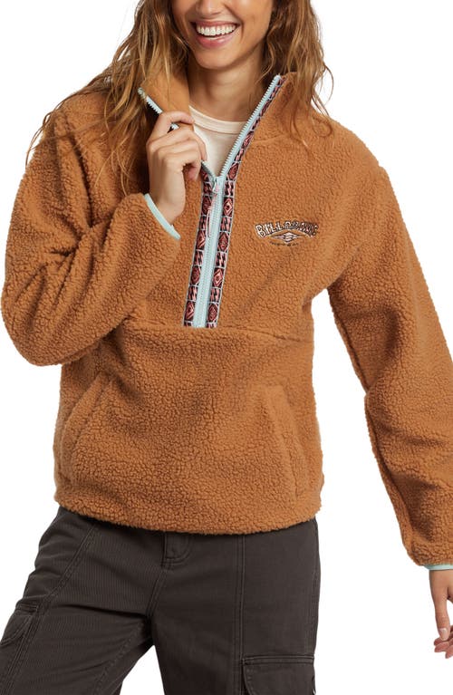 Shop Billabong Horizon High Pile Fleece Half Zip Sweatshirt In Sandalwood