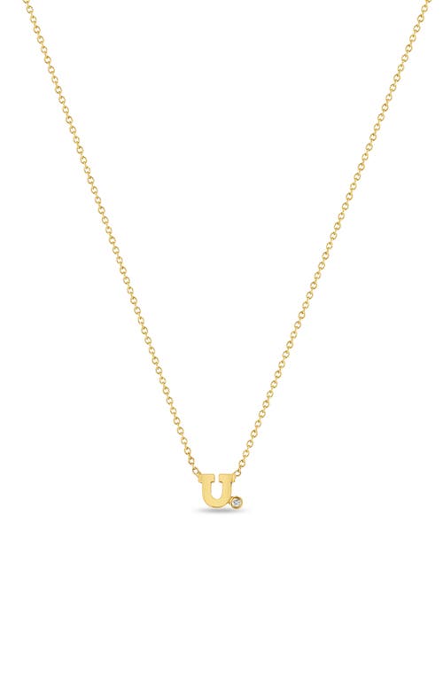 Zoë Chicco Diamond Initial Pendant Necklace in Yellow Gold-U at Nordstrom, Size 16