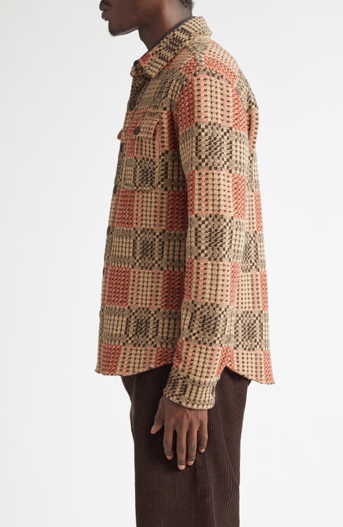 DOUBLE RL DOUBLE RL MATLOCK GEO PATTERN KNIT WOOL BUTTON-UP SHIRT JACKET