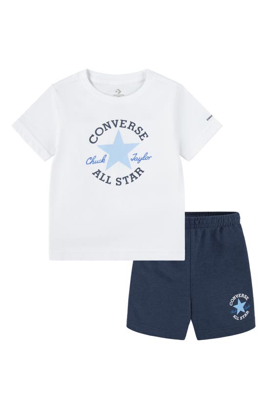 Shop Converse Kids' T-shirt & Shorts Set In White