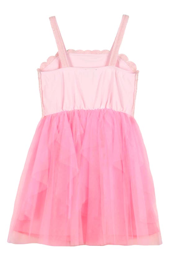 Shop Zunie Kids' Butterfly Crocheted Bodice Tulle Dress In Pink