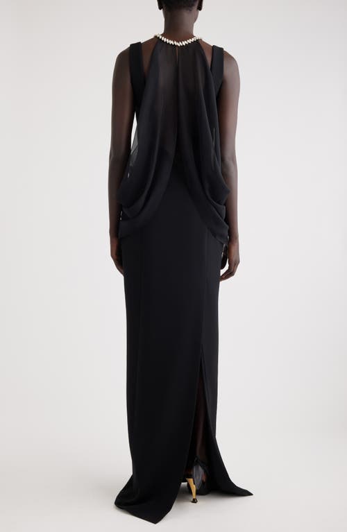 Shop Givenchy Necklace Detail Cape Back Crepe Gown In Black