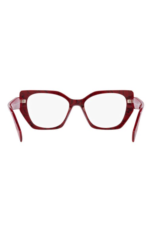 Prada 54mm Square Optical Glasses In Black White/red