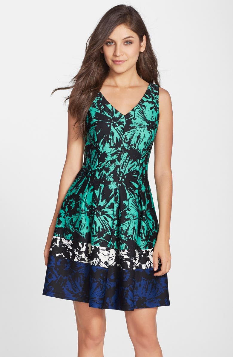 Taylor Dresses Print Scuba Fit & Flare Dress | Nordstrom