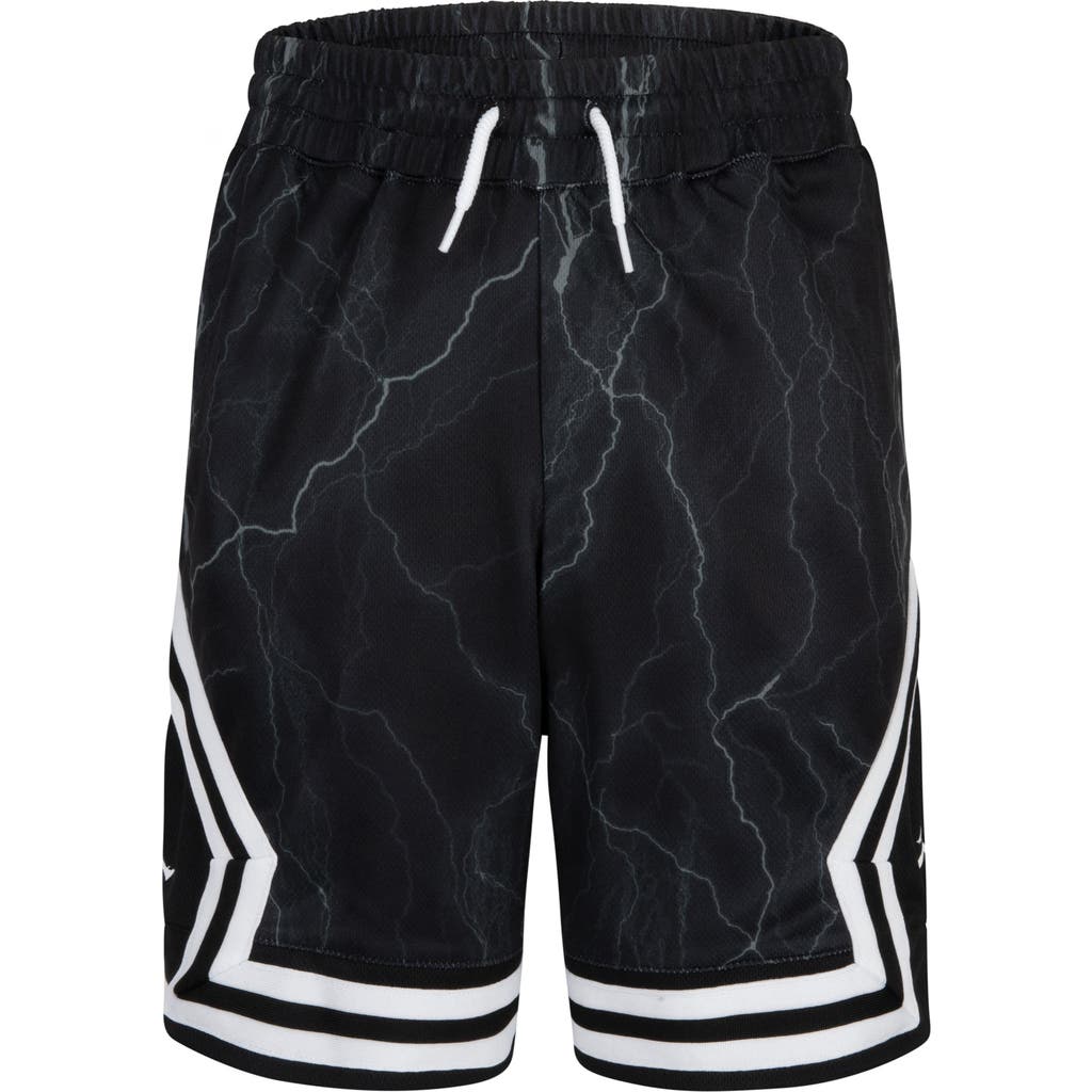 Jordan Kids' Dri-fit Diamond Mesh Basketball Shorts In Black/white