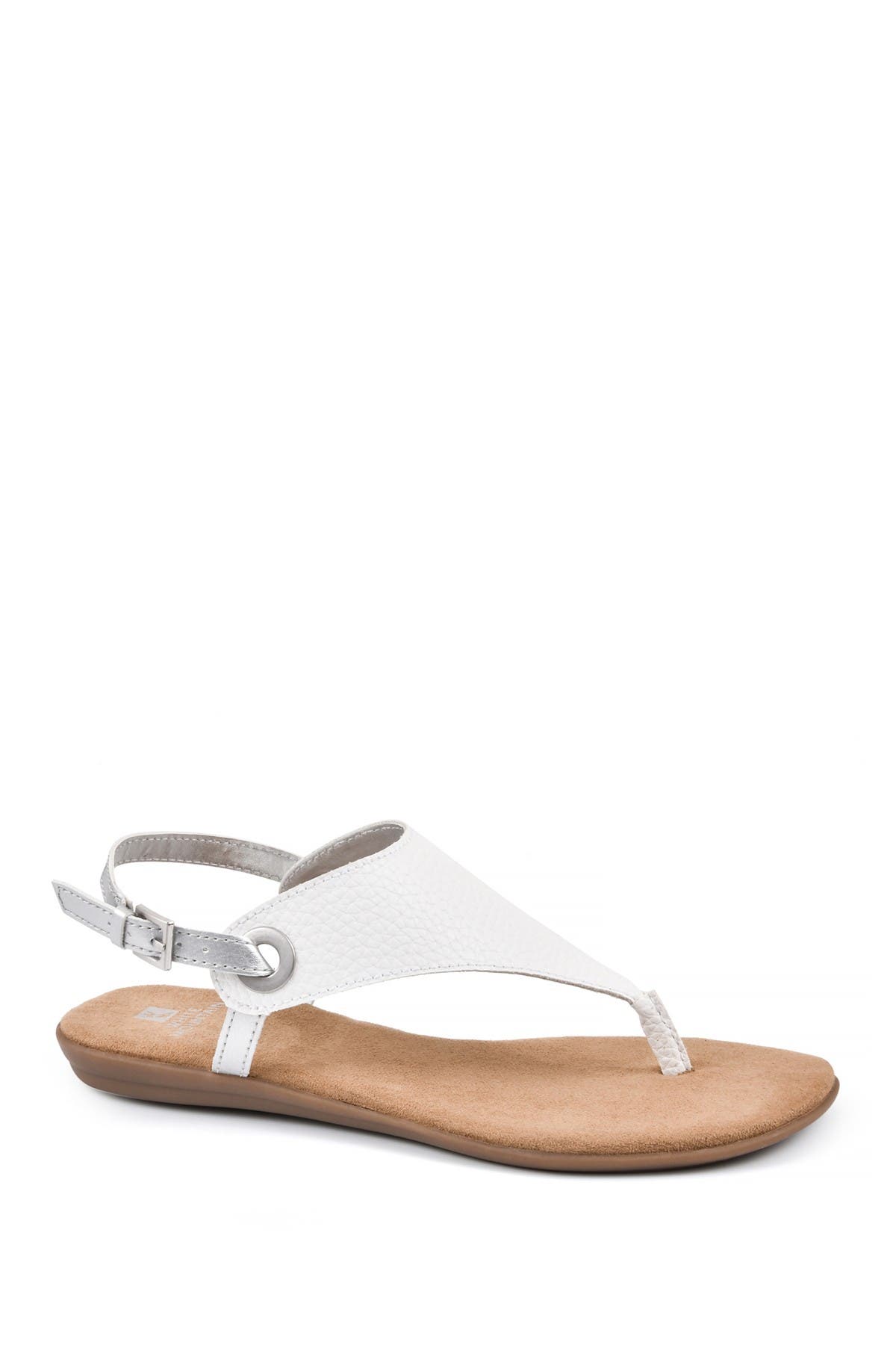 White Mountain Footwear London T-strap Sandal In White / Tumbled Sm