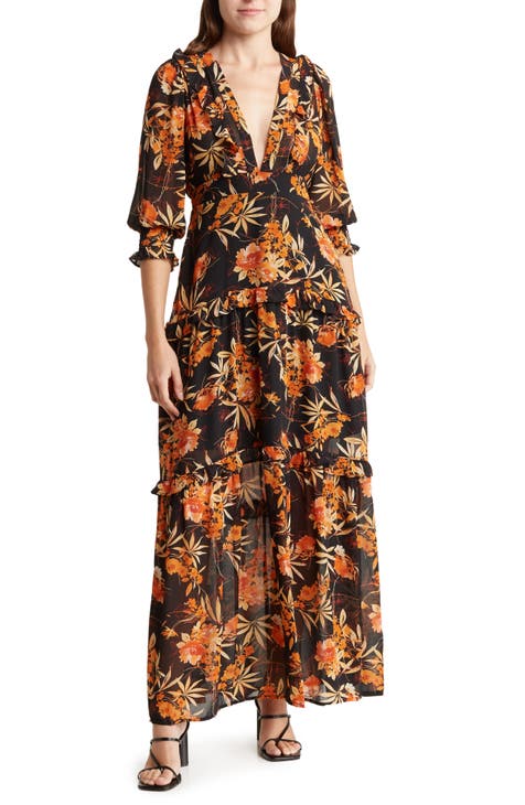 V-Neck Tiered Maxi Dress