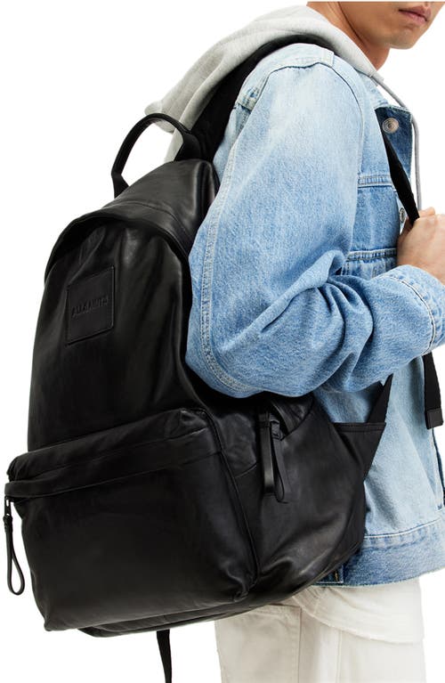 Allsaints Carabiner Leather Backpack In Black