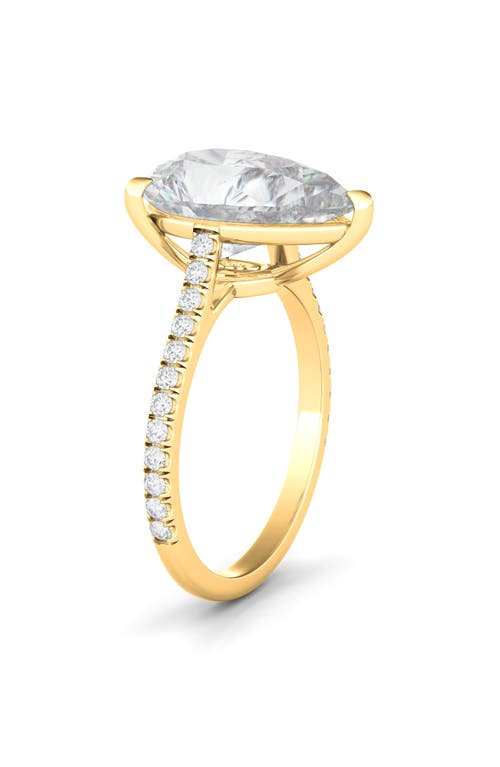 Hautecarat Pear Cut Pavé Lab Grown Diamond Ring In 2.00 Ctw 18k Yellow Gold
