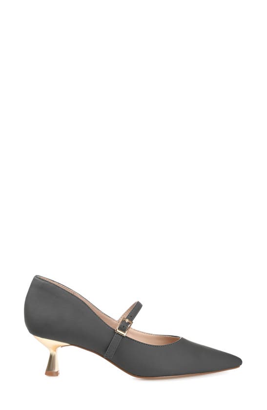 Journee Collection Womens Manza Kitten Heel Mary Jane Pointed Toe Pumps In Charcoal