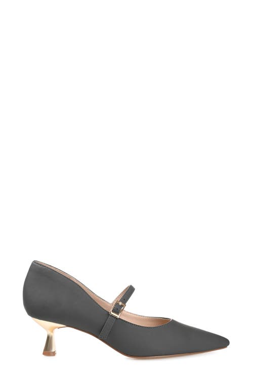 Journee Collection Womens Manza Kitten Heel Mary Jane Pointed Toe Pumps In Charcoal