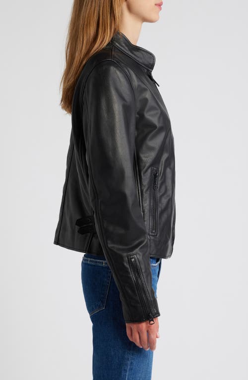 Shop Schott Nyc Cafe Racer Leather Jacket In Black