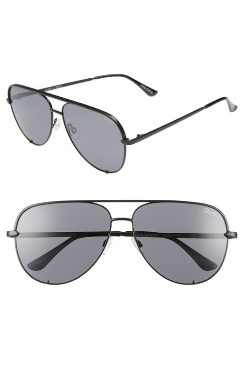High Key 62mm Oversize Aviator Sunglasses in Black/Smoke Polarized