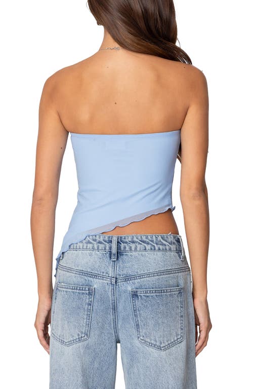 Shop Edikted Vivi Mesh Asymmetric Tube Top In Light-blue