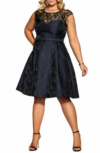 City Chic Love Lace Yoke Sleeveless Fit & Flare Dress | Nordstrom