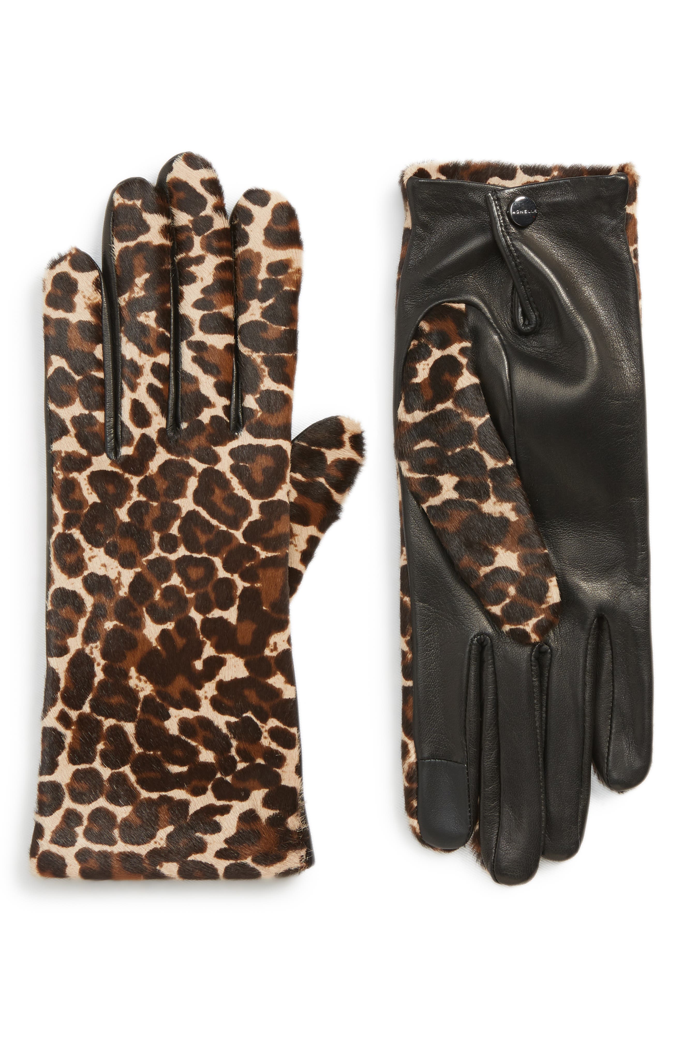 leopard leather gloves