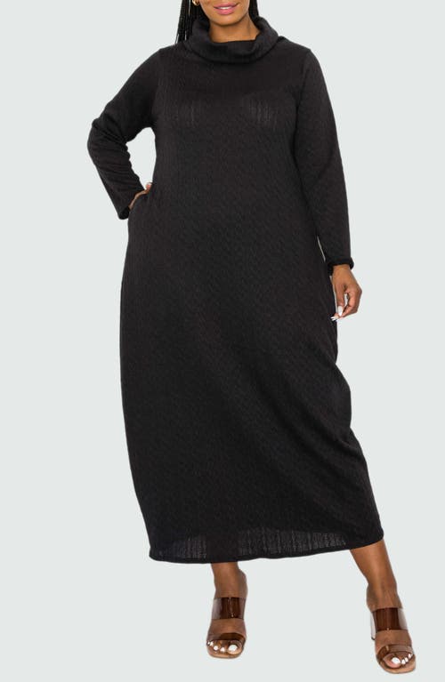 L I V D Lana Cowl Neck Long Sleeve Maxi Sweater Dress In Black