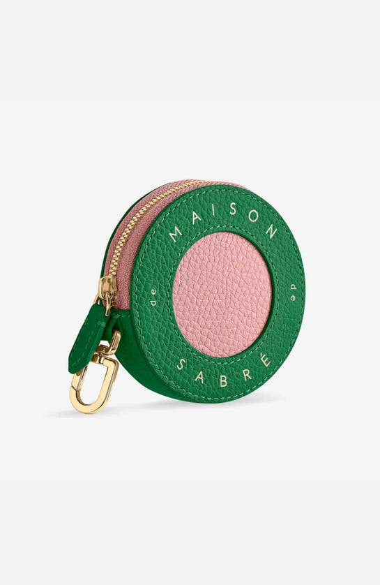 Maison De Sabre Leather Coin Purse In Emerald Lily