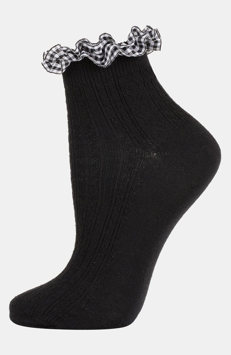 Topshop Gingham Trim Ankle Socks | Nordstrom