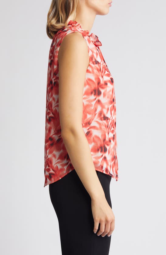 Shop Anne Klein Floral Sleeveless Top In Red Pear/ Anne White Multi