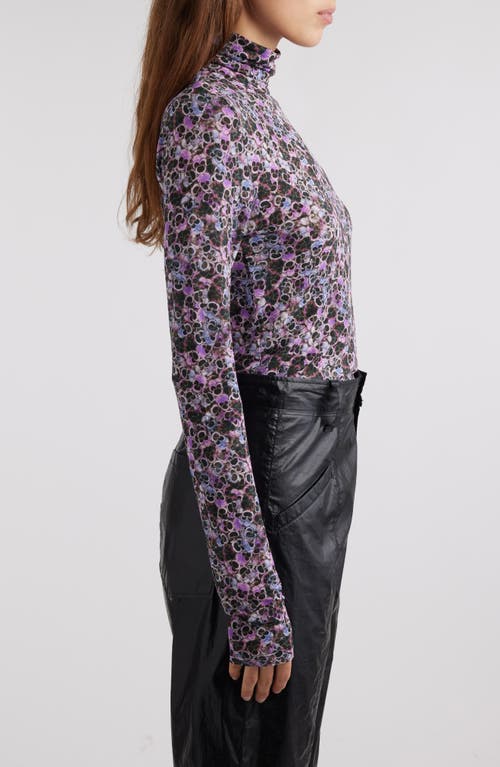 Shop Isabel Marant Joyela Floral Turtleneck Top In Purple