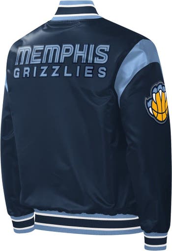 Memphis Grizzlies Starter 75th Anniversary Leader Color Block Satin  Full-Snap Jacket - Light Blue/Navy