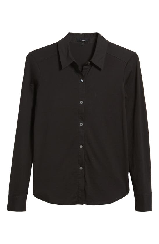 Shop Theory Riduro Organic Cotton Button-up Shirt In Black