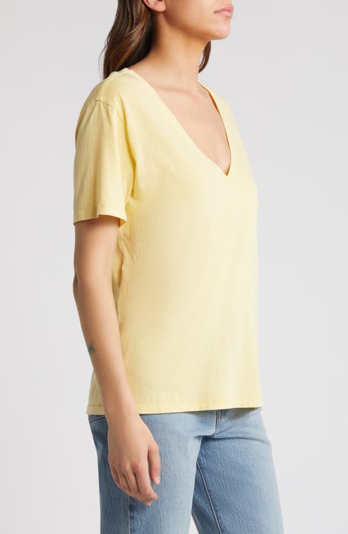 Shop Treasure & Bond Oversize V-neck Cotton T-shirt In Yellow Raffia