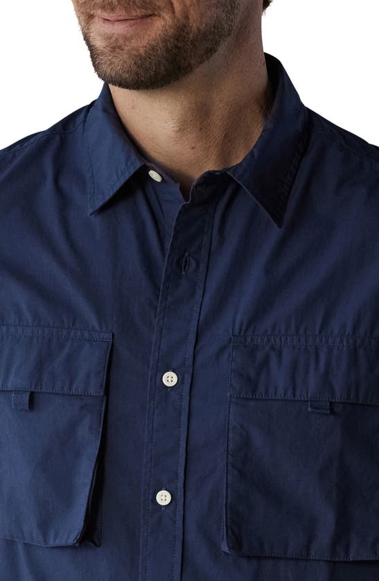 Shop The Normal Brand Expedition Short Sleeve Button-up Shirt In Summer Navy