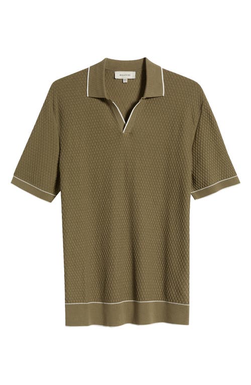 Bugatchi Tipped Johnny Collar Polo In Khaki